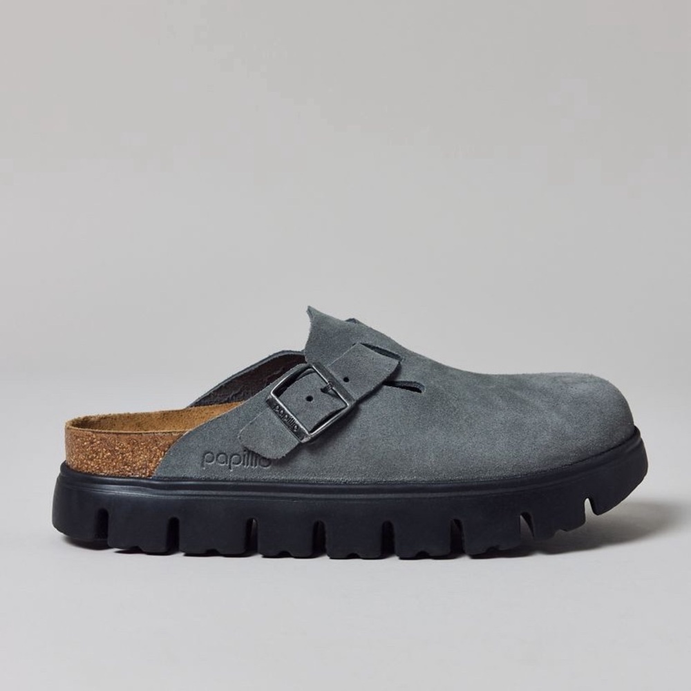 Birkenstock Women's Boston Suede Chunky Clog NIB Size US 7 - Basalt Grey